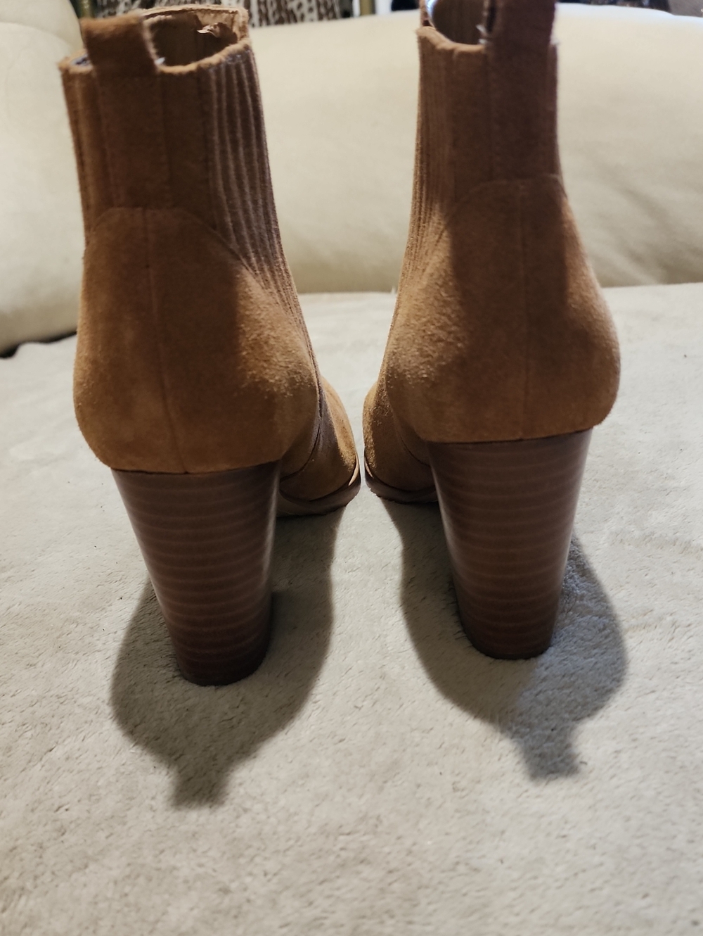 Marc Fisher Suede Ankle Boot in Cognac Brown. - Picture 7 of 10